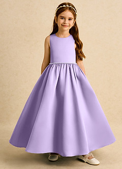 Azazie Daisies Flower Girl Dresses Lilac Ball-Gown Bow Matte Satin Dress image2