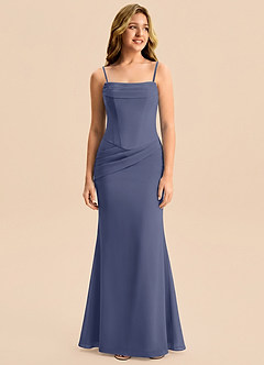 Azazie Sorrel Junior Stormy Mermaid Pleated Chiffon Dress image6