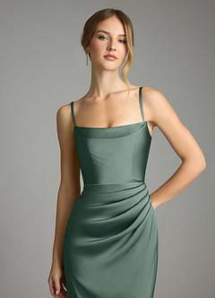 Azazie Leonis Bridesmaid Dresses Sea Moss Mermaid Pleated Stretch Satin Convertible Dress image3