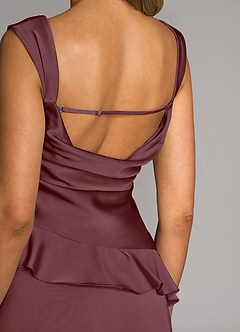 Azazie Sloane Bridesmaid Dresses Sangria A-Line Sweetheart Neckline Stretch Satin Dress image6