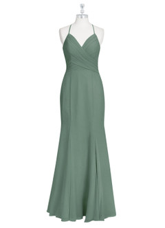 Azazie Carolina Bridesmaid Dresses Eucalyptus Mermaid Ruched Chiffon Dress image6