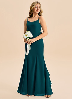 Azazie Lioren Junior Pine Mermaid Bow Chiffon Dress image4