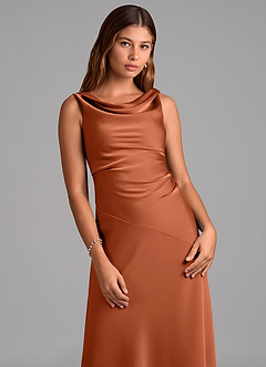 Azazie Nerine Brudtärnklänningar Klä av A-Linje i Stretch Satin Plisserad Cederros image6