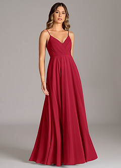 Azazie Amani Bridesmaid Dresses Scarlet A-Line Pleated Chiffon Dress image5