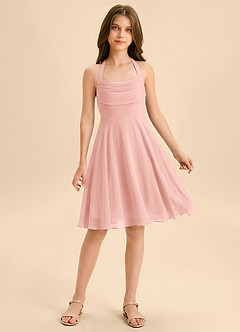 Azazie Kady Junior Rosette A-Line Sweetheart Neckline Chiffon Dress image1