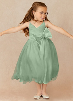 Azazie Dito Flower Girl Dresses Agave A-Line Pleated Tulle Dress image1