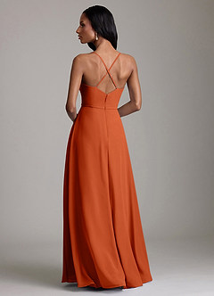 Azazie Naeem Bridesmaid Dresses Burnt Orange A-Line V-Neck Ruffle Chiffon Dress image2