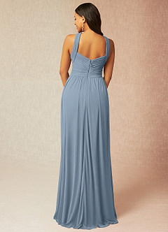Azazie Hillian At-home Try On Dresses Agave A-Line Halter Pleated Mesh Dress image2