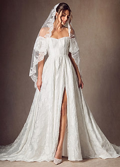 front Pearl Chantilly Lace Mantilla Veil
