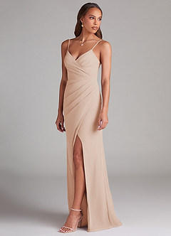 Azazie Maci Bridesmaid Dresses English Rose Sheath Pleated Chiffon Dress image3