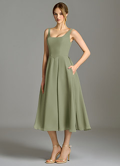 Azazie Amalie Bridesmaid Dresses Pistachio A-Line Pleated Chiffon Dress image1