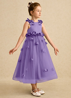 Azazie Atta Robe Demoiselle D'honneur Fillette Robe Trapèze en Tulle Ue épaule Tahiti image3