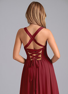 Azazie Francis Bridesmaid Dresses Pomegranate A-Line Corset Chiffon Dress image7