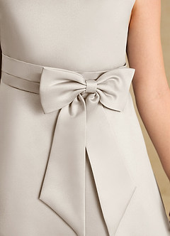 Azazie Eve Abiti da Ragazza di Fiori Abito A-Line in Raso Opaco Plissettato Gelo image6