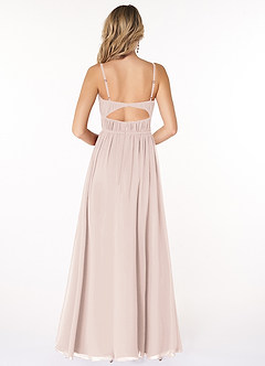 Azazie Yanelie Final Sale Rose Petal A-Line Scoop Pleated Chiffon Dress image4