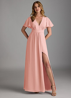 Azazie Zaniah Bridesmaid Dresses Rosette A-Line Chiffon Dress image1