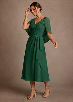 Azazie Forums vestidos de madre de la novia Vestido de Verde Oscuro de Encaje de Corte en A image3