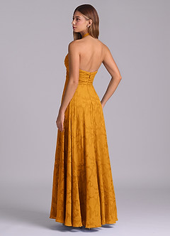 Azazie Tessie Bridesmaid Dresses Butterscotch A-Line Pleated Floral Burnout Dress image6