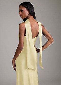 Azazie Cassiana Brudtärnklänningar Klä av Sjöjungfru i Stretch Satin Plisserad Citronsorbet image4