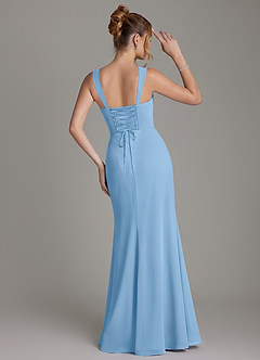 Azazie Agustina Bridesmaid Dresses Powder Blue Mermaid Corset Chiffon Dress image7