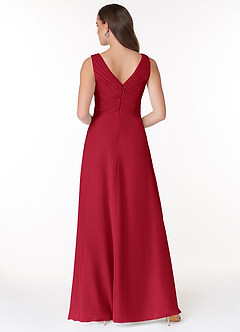 Azazie Flora Bridesmaid Dresses Scarlet A-Line Pleated Chiffon Dress image2