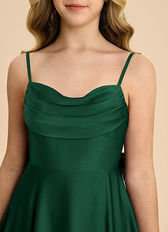Azazie Bear Junior Jurk van Stretch Satijn met A-Lijn Sweetheart Halslijn Donkergroen image8