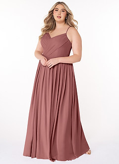 Azazie Cora Bridesmaid Dresses Desert Rose A-Line Pleated Chiffon Dress image8