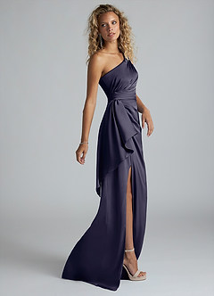 Azazie Maive Bridesmaid Dresses Stormy Sheath Ruched Stretch Satin Dress image4