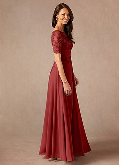 Azazie Raissa Mother of the Bride Dresses Rust A-Line Lace Chiffon Dress image4