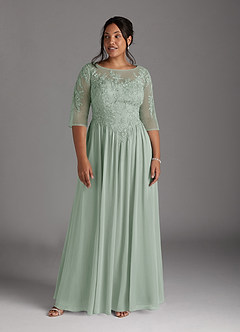 Azazie Mirielle Mother of the Bride Dresses Agave A-Line Scoop Lace Chiffon Dress image9