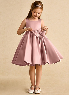 Azazie Jessie Flower Girl Dresses Rose Gold A-Line Bow Matte Satin Dress image5