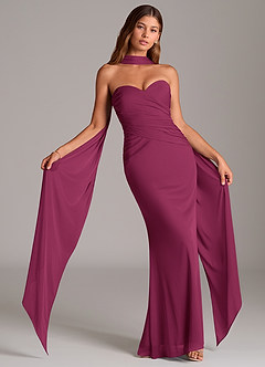Azazie Katelyn Bridesmaid Dresses Mulberry Sheath Strapless Mesh Convertible Dress image1