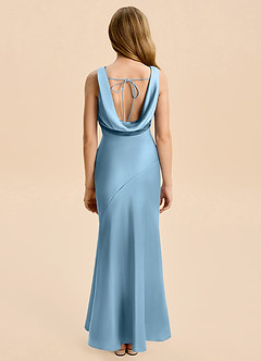 Azazie Rylina Junior Steel Blue Mermaid Stretch Satin Dress image2
