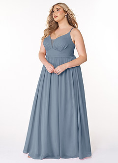 Azazie Rayna Abiti da Damigella Abito A-Line in Chiffon con Scollo a V a Pieghe Crepuscolo image9