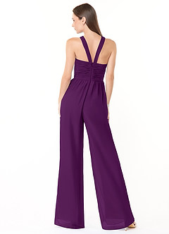 Azazie Berdie Brudtärnklänningar Jumpsuit av i Chiffong V-ringad plisserad halare image2