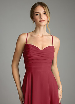 Azazie Ayla Abiti da Damigella Abito A-Line in Chiffon Scollo a Cuore Melograno image3