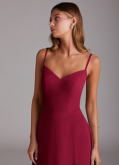 Azazie Marley Bridesmaid Dresses Burgundy A-Line Off the Shoulder Chiffon Convertible Dress image7