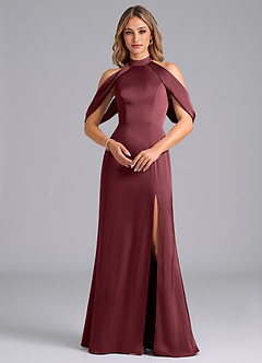 Azazie Bonny Bridesmaid Dresses Merlot Mermaid Off the Shoulder Stretch Satin Dress image4