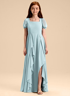 Azazie Priya Junior Mist A-Line Blouson Chiffon Dress image3