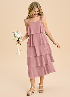 Azazie Shortcake Junior Klä av A-Line i Chiffong Rosett image3