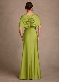 Azazie Dosia Mother of the Bride Dresses Lemongrass Sheath Pleated Stretch Satin Dress image3