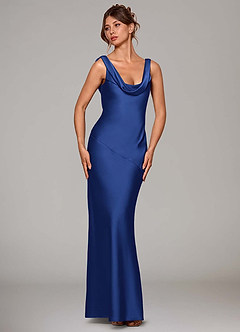 Azazie Rylina Robes de demoiselle d'honneur Robe Sirène en Satin extensible Bleu Roi image3