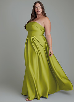 Azazie Lucienne Bridesmaid Dresses Lemongrass A-Line Strapless Stretch Satin Convertible Dress image12