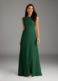 Azazie Bettina Mother of the Bride Dresses Dark Green A-Line Lace Chiffon Dress image1