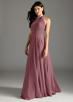 Azazie Charlize Bridesmaid Dresses Amethyst A-Line One Shoulder Chiffon Dress image4