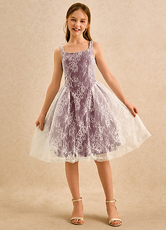 Azazie Cubbie Girls Formal Blumenmädchenkleider A-Linie Spitze Kleid Sangria image4