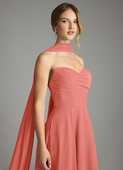 Azazie Ayla Abiti da Damigella Abito A-Line in Chiffon Scollo a Cuore Salmone Rosa image7