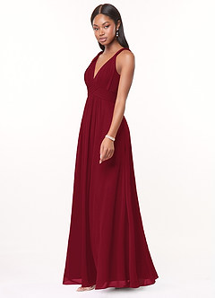 Azazie Maren Brautjungfernkleider A-Linie Plissee Chiffon Kleid Burgunderrot image3