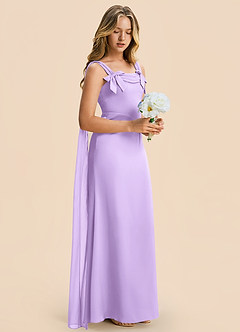 Azazie Chelsea Junior Lilac Sheath Pleated Stretch Satin Dress image6