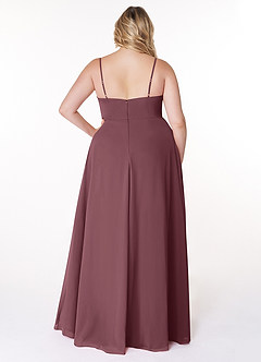 Azazie Moira Bridesmaid Dresses Sangria A-Line Scoop Chiffon Dress image9